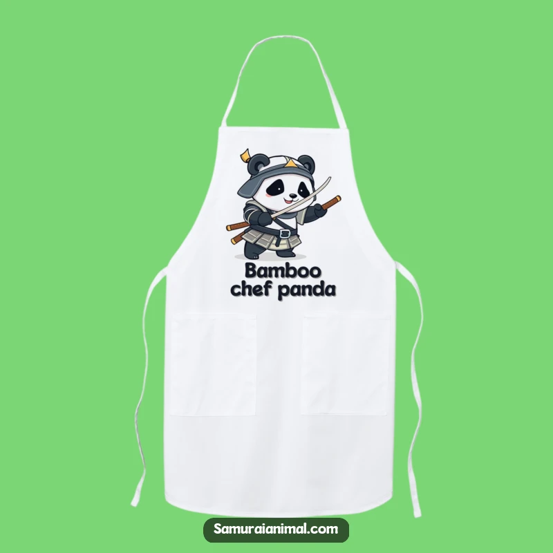 Funny Panda Samurai Apron: Plump Chef with Bamboo Sword for Fun Cooking