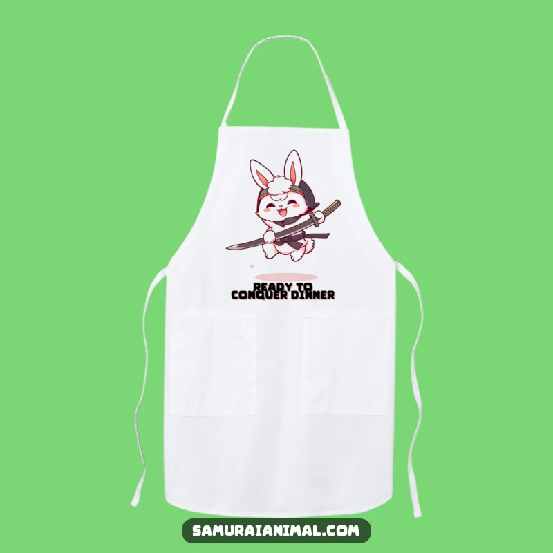 Funny Bunny Katana Apron: Culinary Battles with a Cartoon Warrior