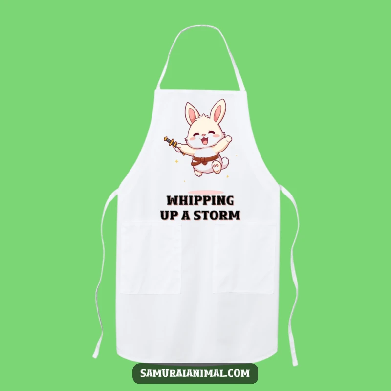 Funny Bunny Tiny Sword Leap Apron - Cook with Warrior Spirit!