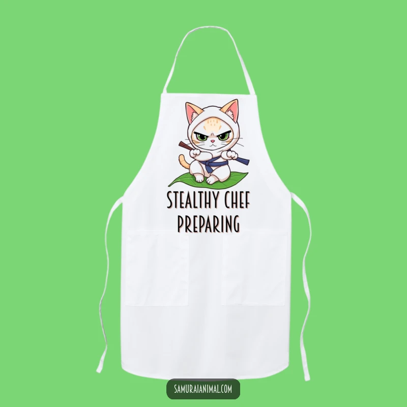 Funny Cat Ninja Apron - Cook with Stealthy Precision!