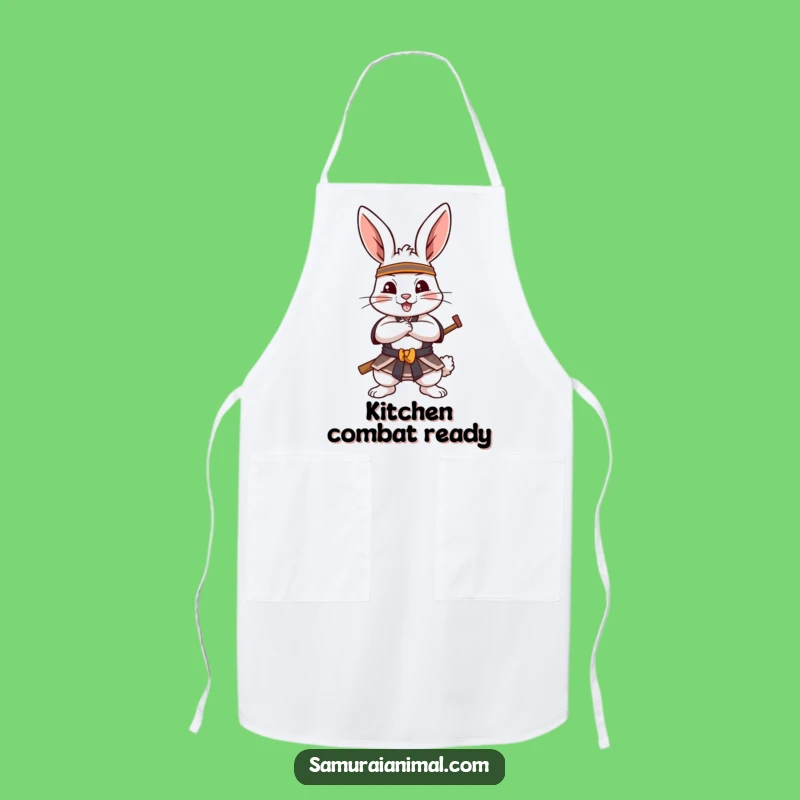 Funny Samurai Rabbit Apron: Cook Like a Warrior, Hilarious Character Style