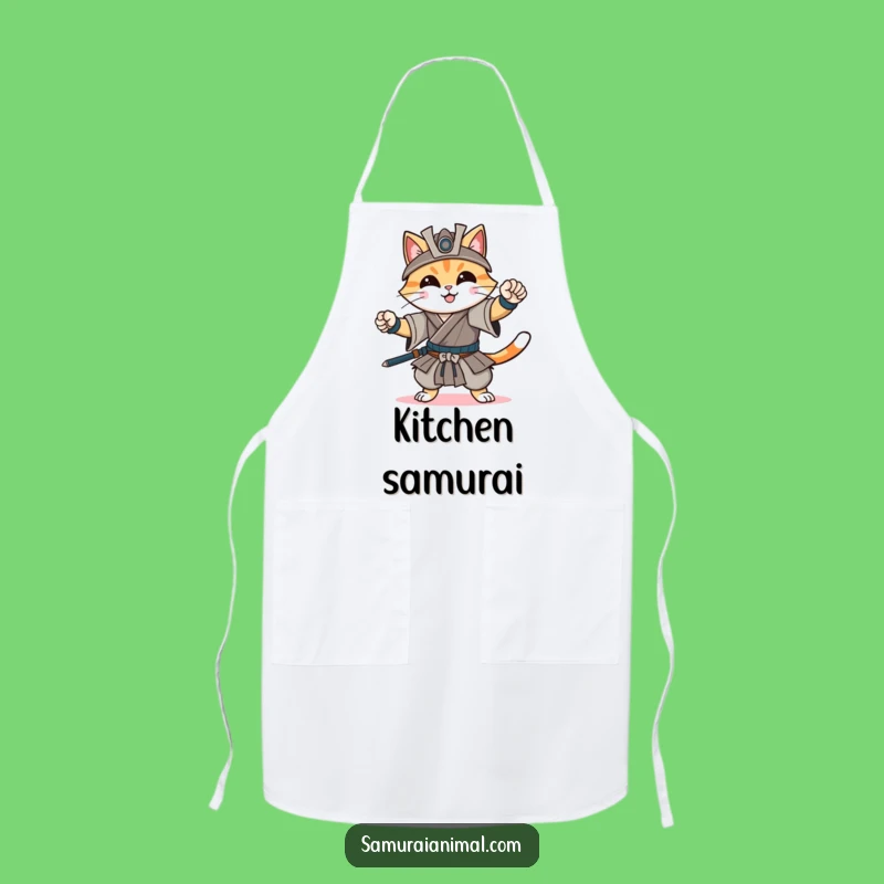 Funny Cat Samurai Apron: Cook with Confidence and Catitude