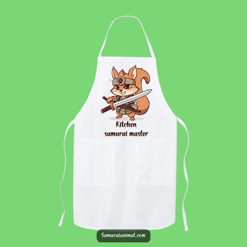Funny Squirrel Samurai Apron: Cook with Warrior Spirit