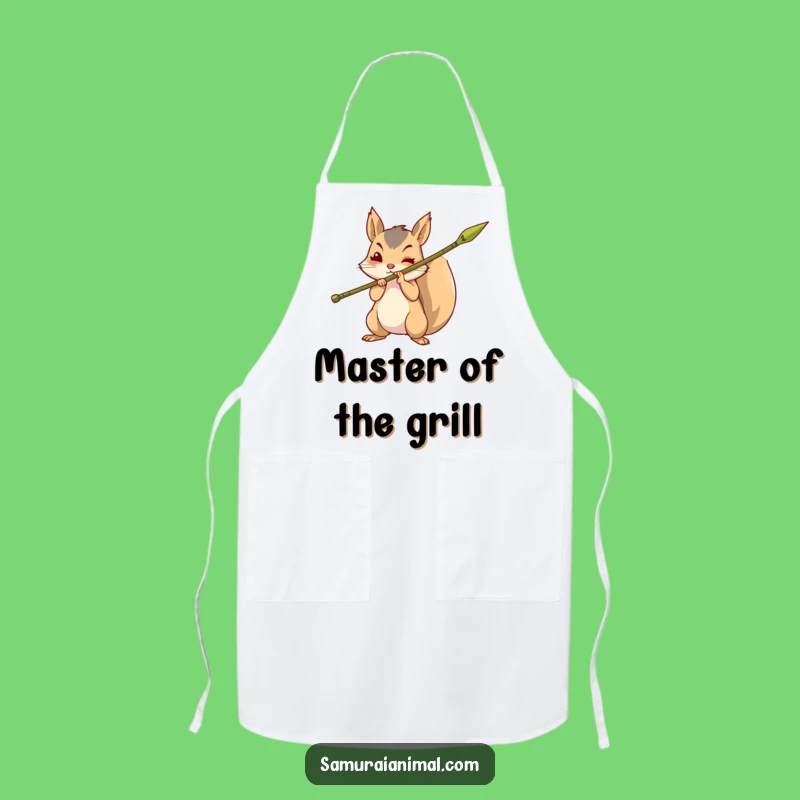 Funny Brave Squirrel Apron: Kitchen Bamboo Spear