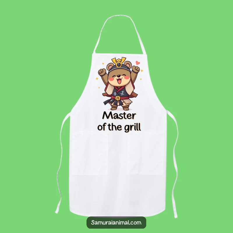 Funny Samurai Bear Apron: Courageous Chef's Warrior Cooking Gift