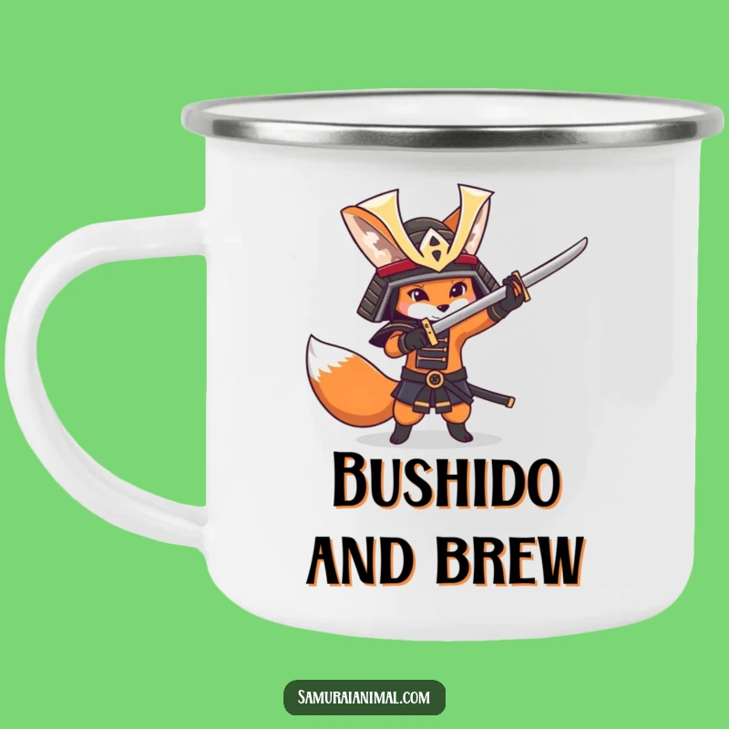 Funny Fox Samurai Camping Mug - Adventure Ready!