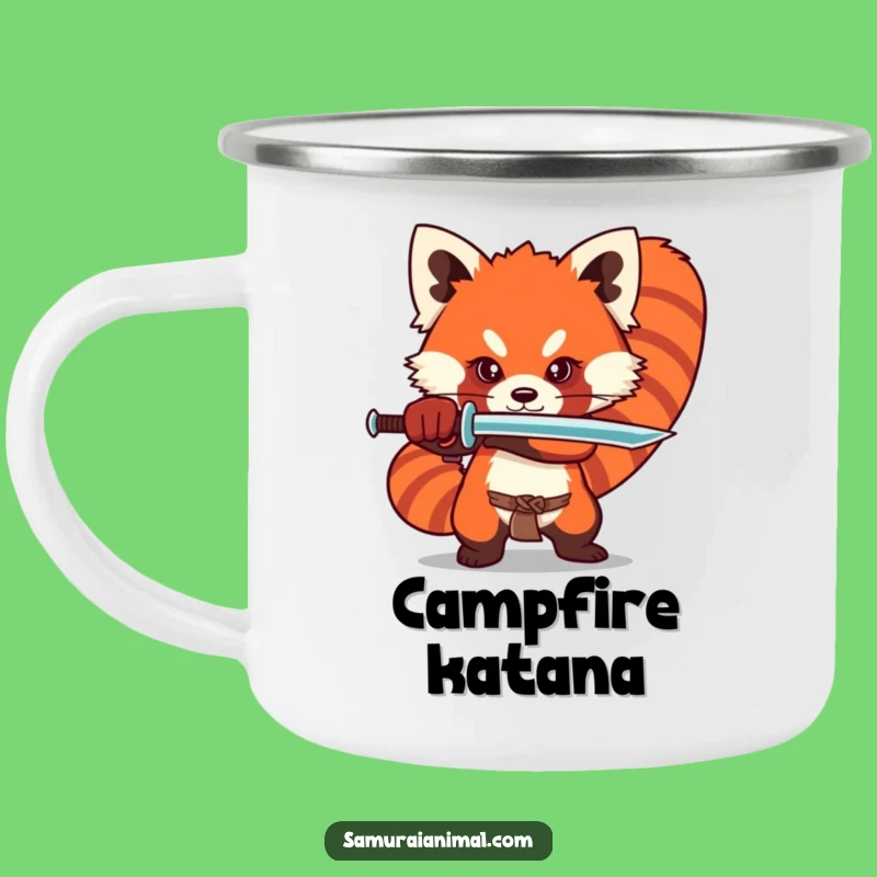 Durable Funny Red Panda Sword Camping Mug for Dramatic Outdoor Adventures