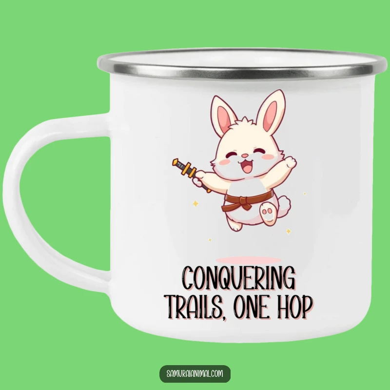 Funny Bunny Tiny Sword Leap Camping Mug - Adventure Fuel!
