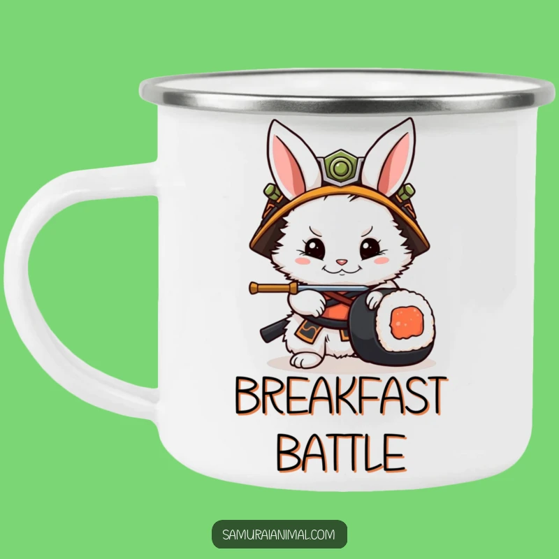 Funny Rabbit Samurai Camping Mug: Hilarious Outdoor Gear for Adventurers