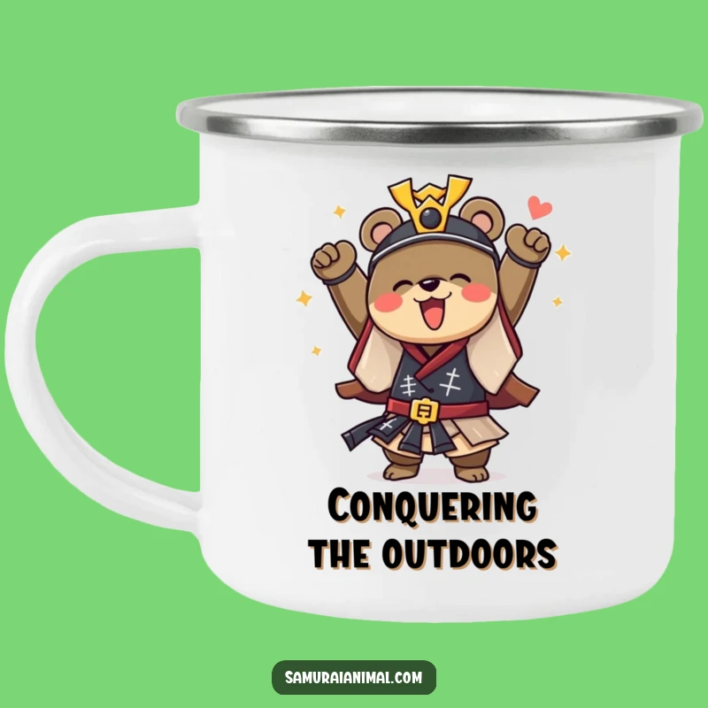 Funny Samurai Bear Camping Mug: Courageous Character's Warrior Cup