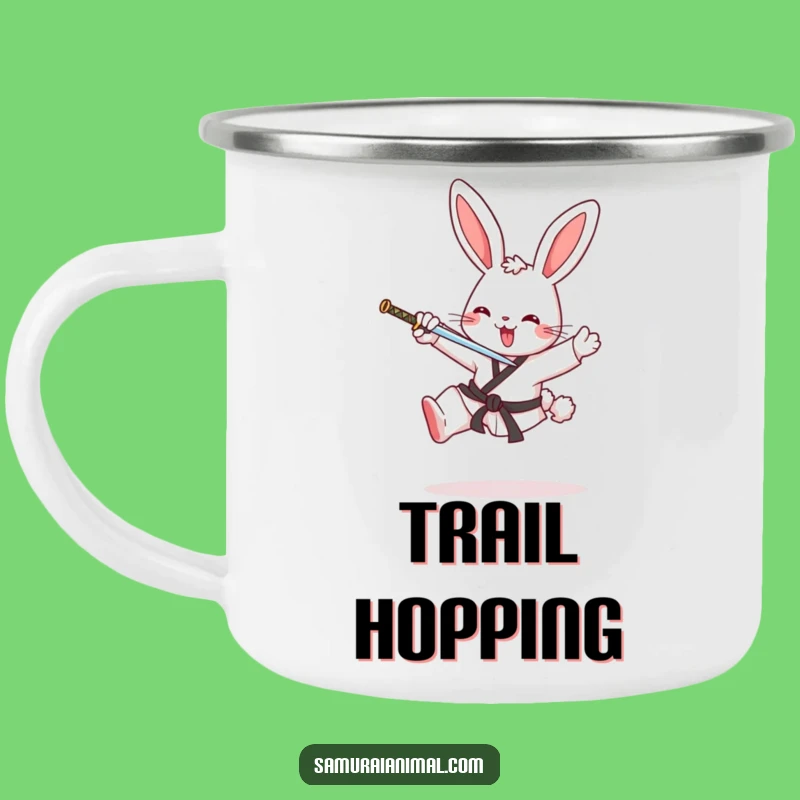 Funny Karate Bunny Camp Mug: Sip with Action, Hilarious Outdoor Fun Gift