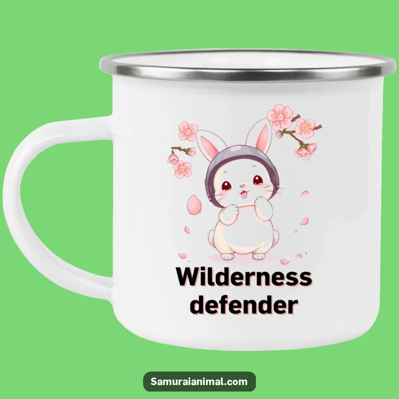 Funny Bunny Warrior Camping Mug: Fluffy Hero Outdoor Cup, Adventure Gift