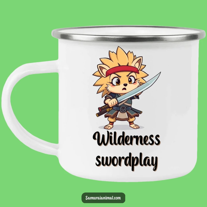 Funny Hedgehog Samurai Camping Mug: Goofy Warrior Surprise Outdoor Funny Gift