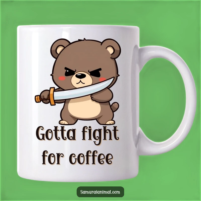 Funny Bear Sword Mug: Determined Warrior Character Gift