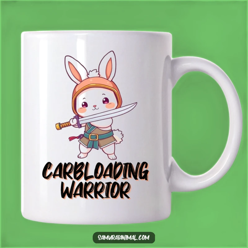 Funny Bunny Noodle Sword Mug: Adorable Warrior Gift for Breakfast Battles