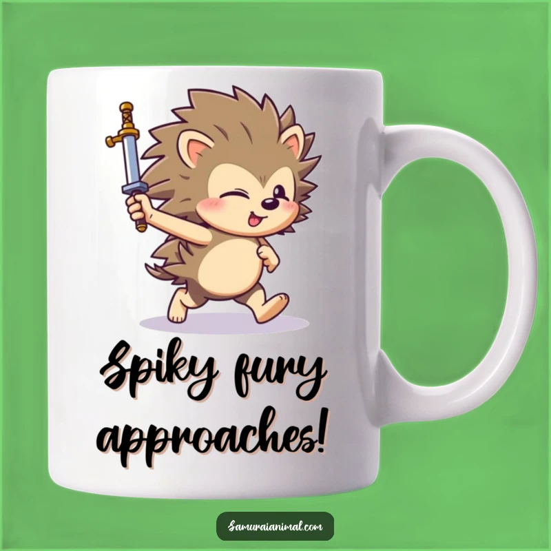 Funny Hedgehog Sword Charge Mug: A Hilarious Gift for Prickly Warriors