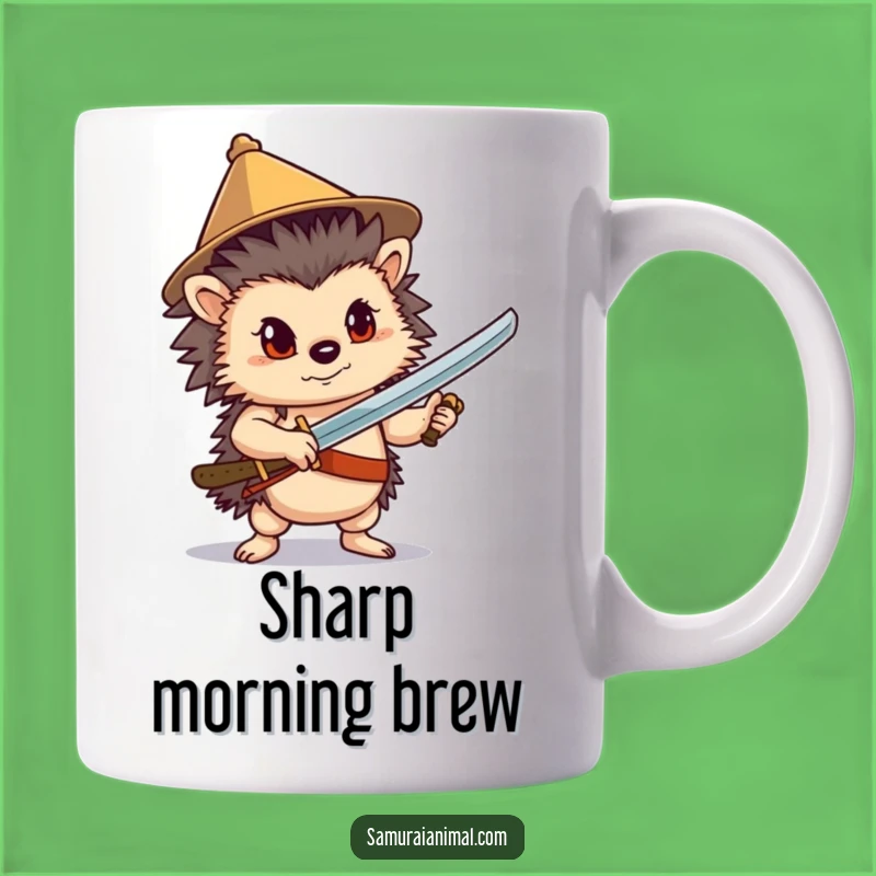 Funny Hedgehog Sword Mug: Confident Warrior Gift for Spiky Friends