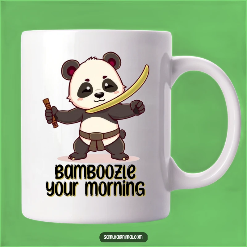 Funny Panda Warrior Mug: Adorable Bamboo Sword Fighter Perfect for Gift