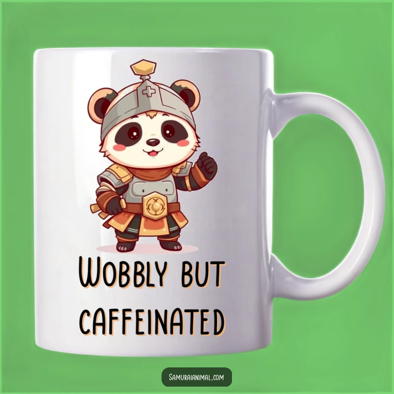Funny Panda Warrior Mug: Wobbly Armor, Perfect Gift for Dads!