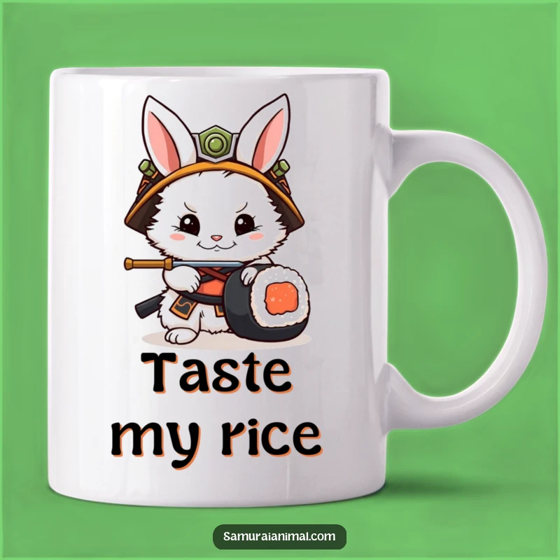 Funny Rabbit Samurai Sushi Roll Parry Mug: A Hilarious Gift for Japanese Food Lovers