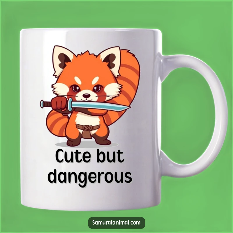 Funny Red Panda Sword Mug A Fierce and Adorable Gift for Action Fans