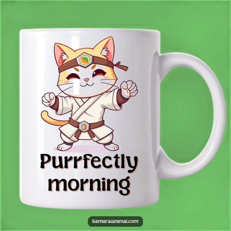 Funny Samurai Cat Mug - Cool Japanese Warrior Gift for Cat Lovers