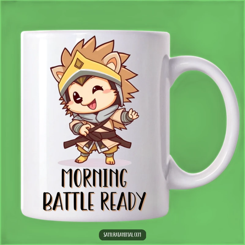 Funny Warrior Hedgehog Mug: Playful Spin Design, Perfect Gift for Animal Lovers!