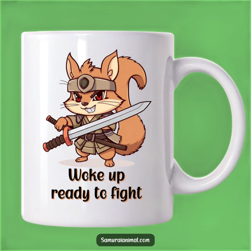 Funny Squirrel Samurai Mug: Determined Warrior Gift for Cute Animal Lovers