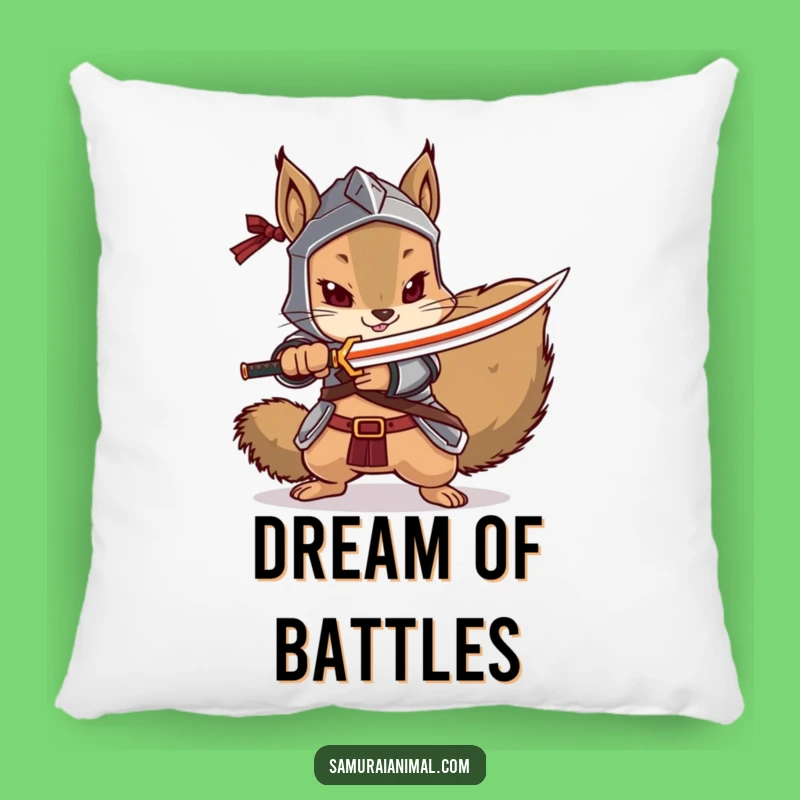 Funny Squirrel Samurai Pillow: Warrior Comfort for Your Home