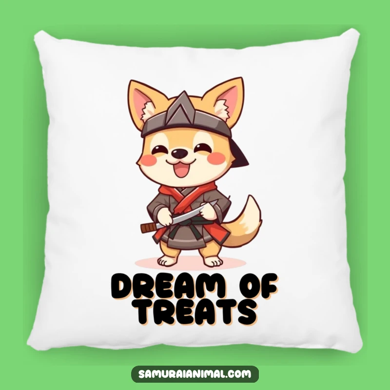 Funny Dog Samurai Pillow: Cuddle Up with a Cheerful Warrior