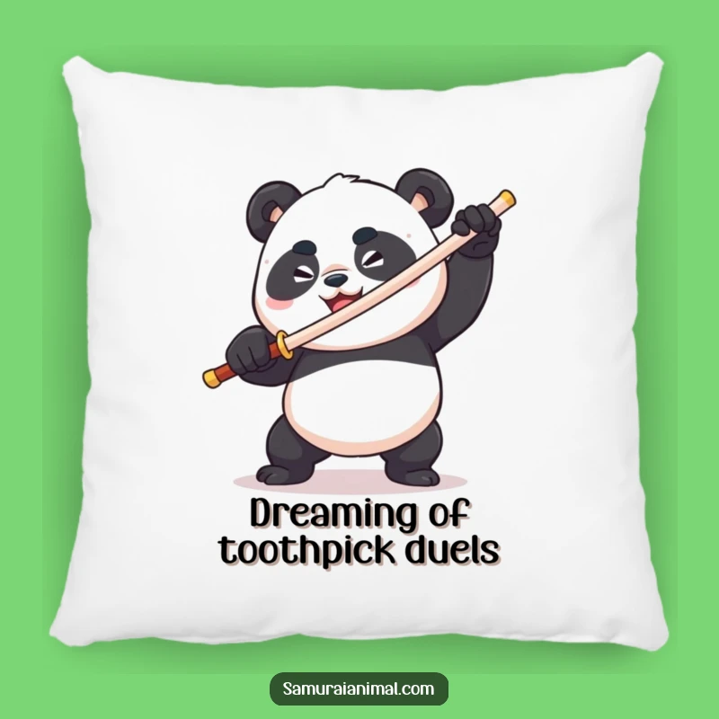 Funny Panda Toothpick Sword Pillow: Cozy Comical Warrior Accent