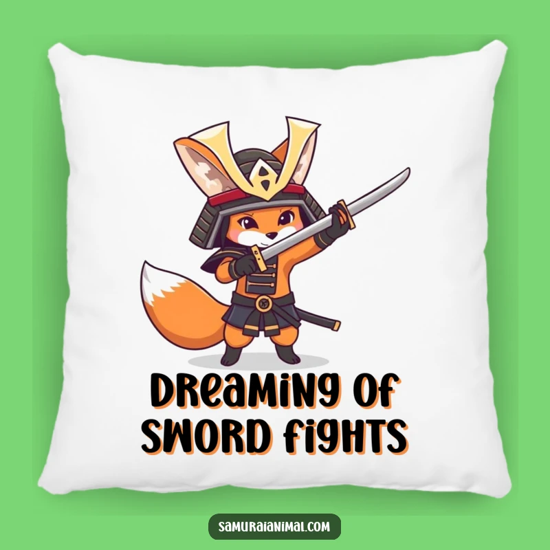 Funny Fox Samurai Pillow - Cozy Warrior Comfort!