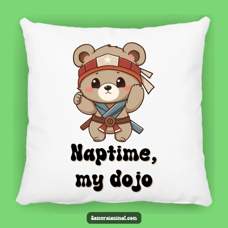 Funny Bear Cub Samurai Pillow: Cozy Comfort with a Warrior's Charm