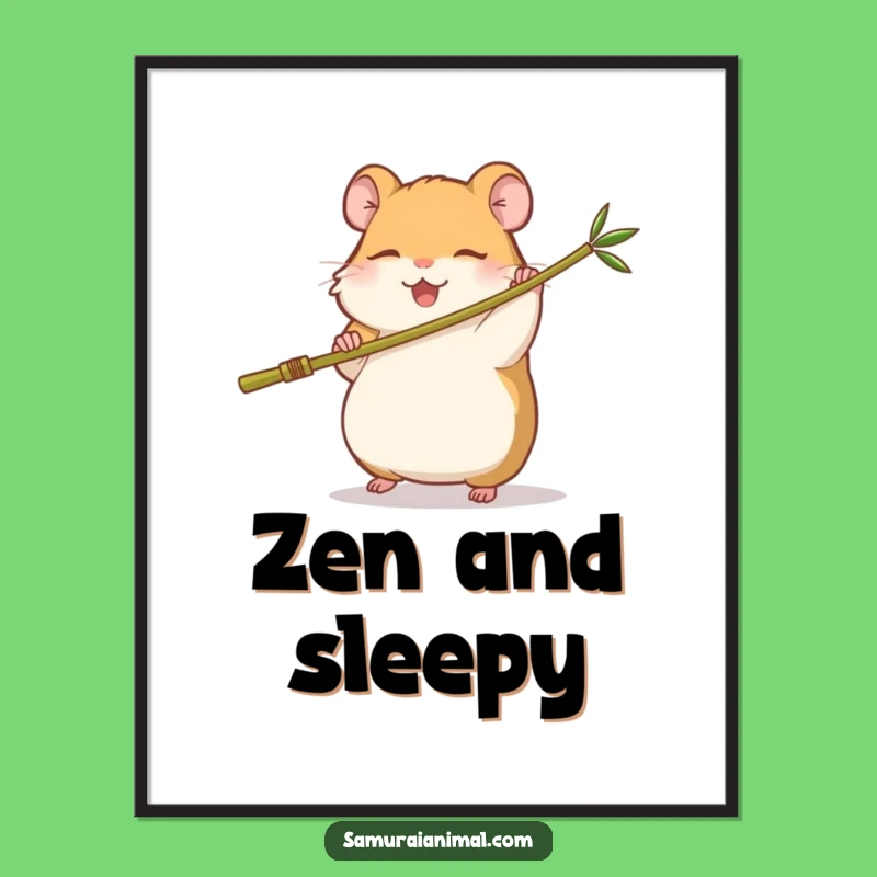 Funny Hamster Kung Fu Digital Art: Sleepy Warrior Print for Unique Decor