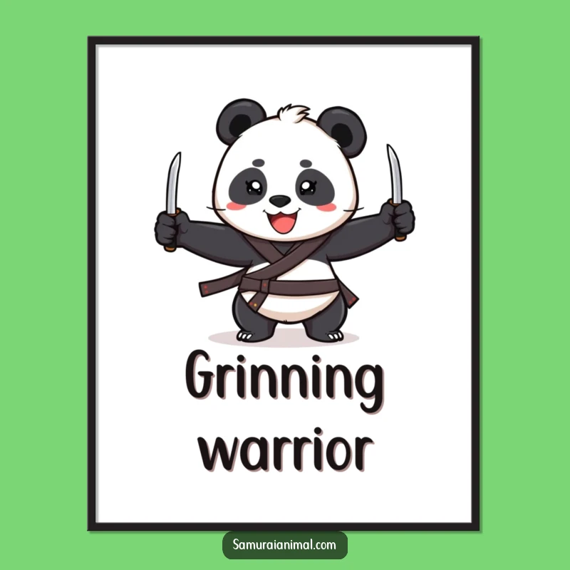 Funny Panda Juggler Digital Art: Cheerful Katana Print, Instant Cute Gift