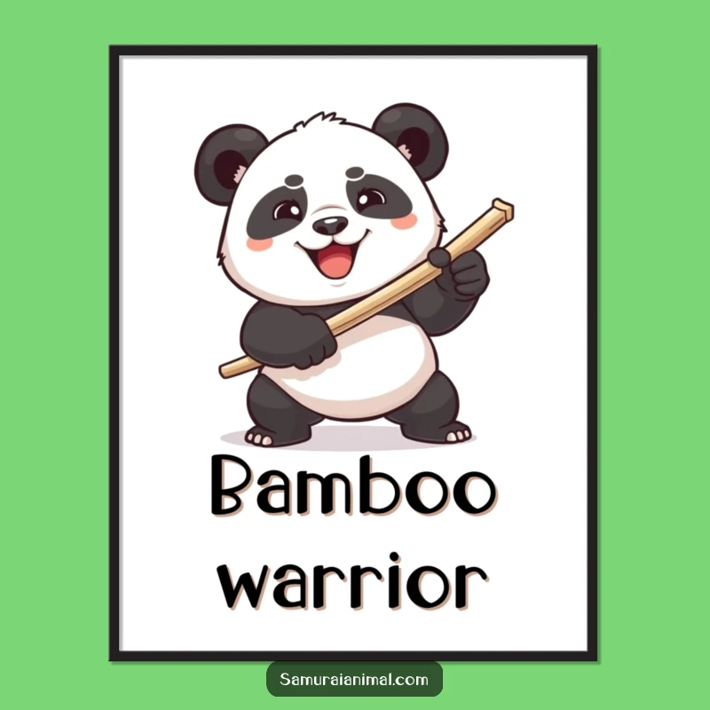 Funny Panda Toothpick Sword Digital Art - Comical Warrior for Bold Decor Gift