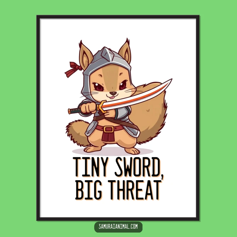 Funny Squirrel Samurai Digital Print: Instant Warrior Art Download