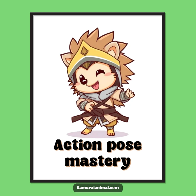 Funny Warrior Hedgehog Digital Print: Playful Spin Art, Hilarious Instant Gift!