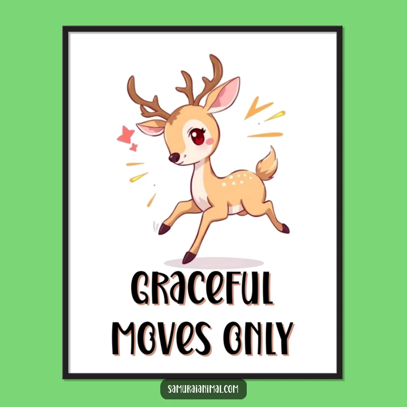 Funny Deer Digital Art: Instant Graceful Dodge - Whimsical Print Gift!
