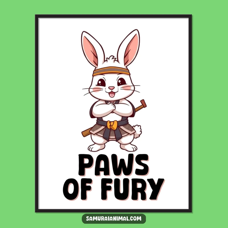 Funny Samurai Rabbit Digital Art: Instant Warrior Decor with Hilarious Character