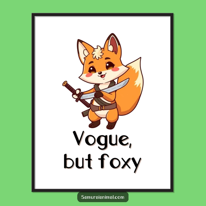 Funny Fox Hero Digital Art: Hilarious Printable for Fantasy Fans