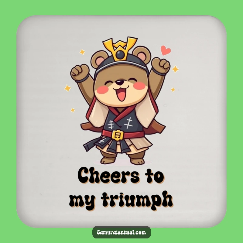 Funny Samurai Bear Coaster: Courageous Character's Warrior Protector