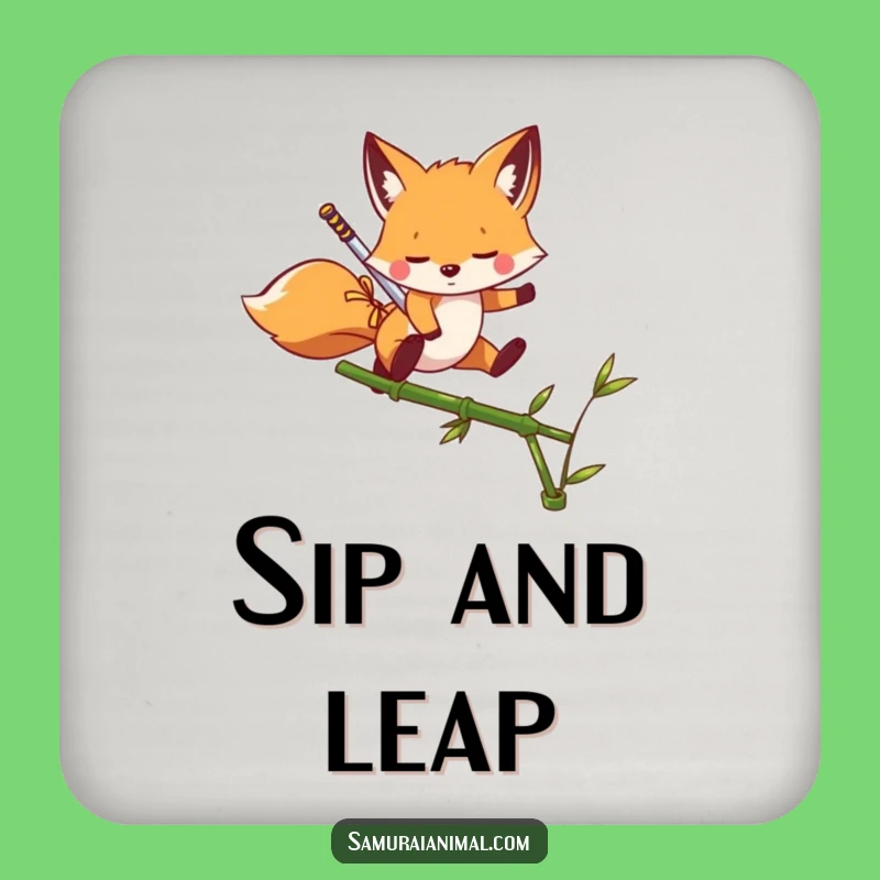 Funny Fox Warrior Coasters: Playful Leaper Set, Table Protection Gift