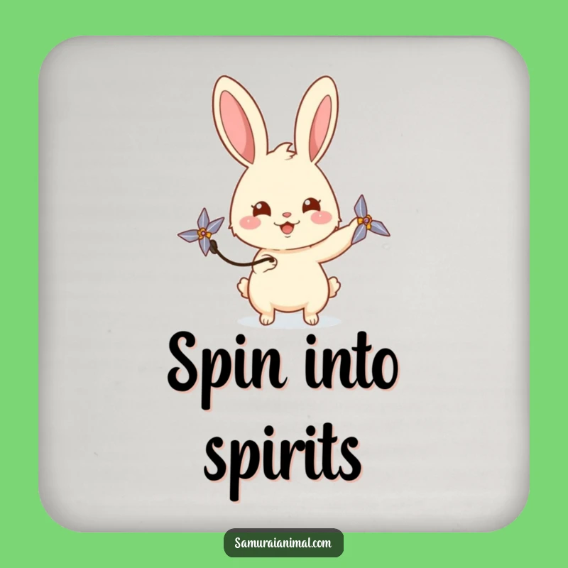 Funny Rabbit Shuriken Drink Coaster Protect Surfaces with Cute Ninja Charm