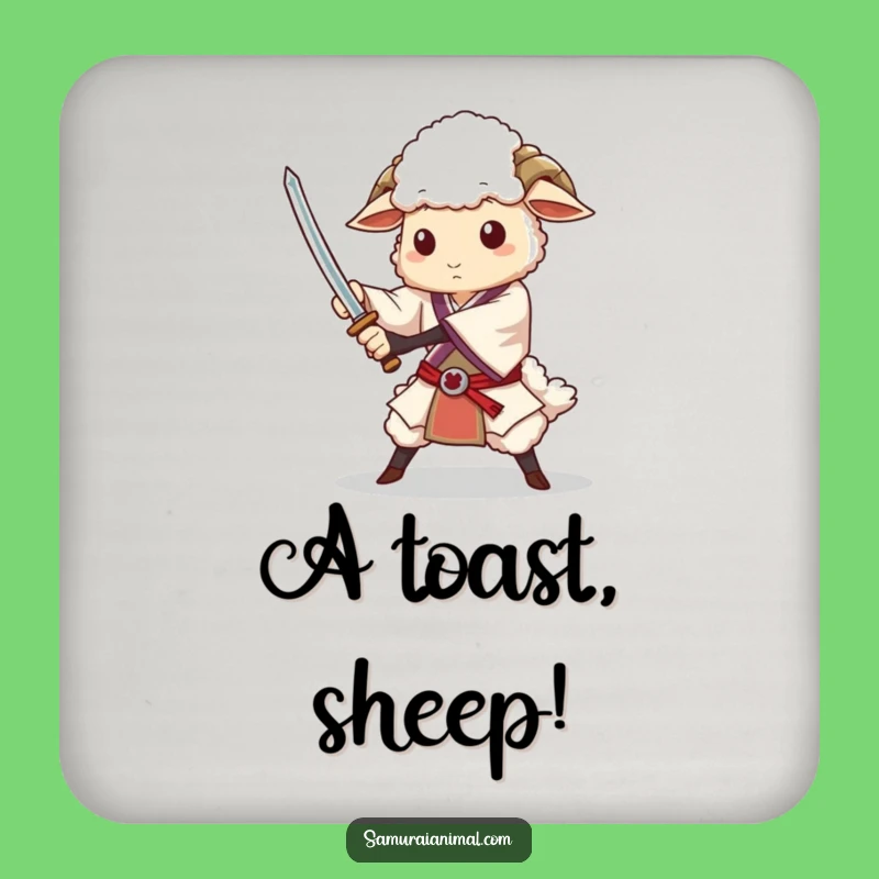 Funny Sheep Sword Flourish Coaster - Protect Surfaces with Knightly Grace!
