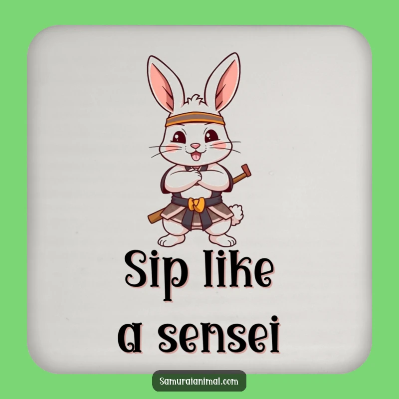 Funny Samurai Rabbit Coasters: Protect Surfaces with Hilarious Warrior Character Flair