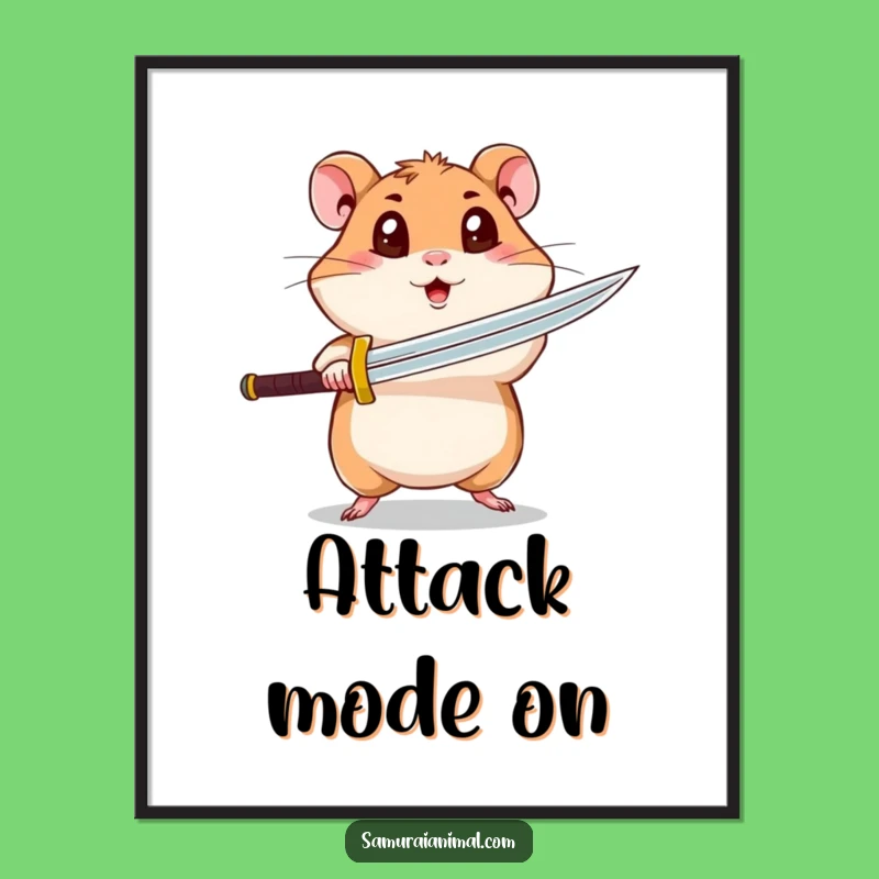 Funny Hamster Poster: Spinning Sword Art - Hilarious Pet Wall Decor Gift!