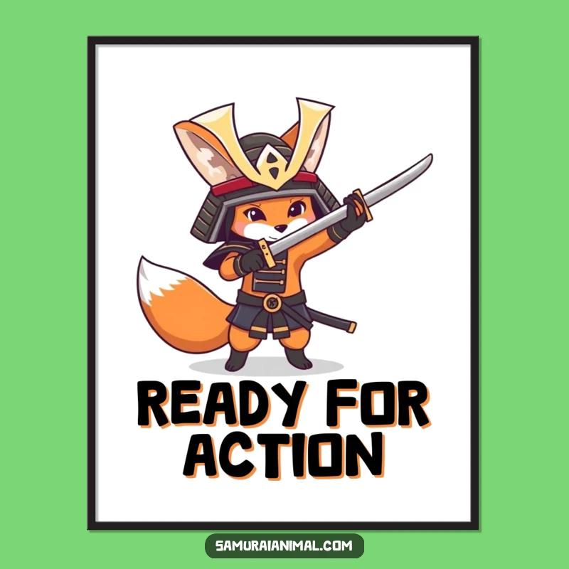 Funny Fox Samurai Poster - Playful Warrior Art!