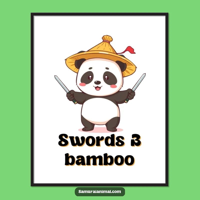 Funny Panda Juggling Poster: Straw Hat Sword Act Art, Hilarious Wall Decor Gift