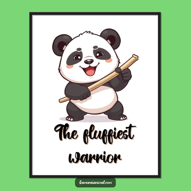 Funny Panda Toothpick Sword Poster - Comical Warrior Art for Amusing Spaces Gift